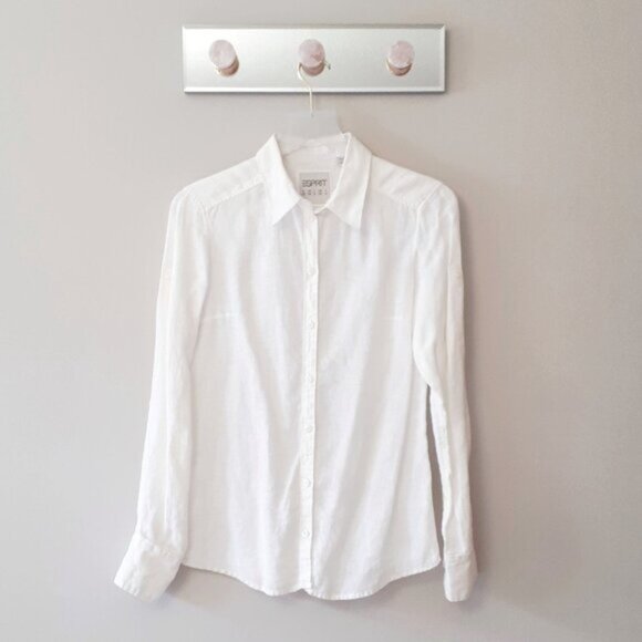 EUC Esprit white off-white linen blouse XS - Picture 3 of 5